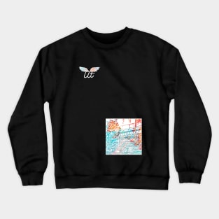 LitQ - Anime Cat smoking weed at the football stadion Crewneck Sweatshirt